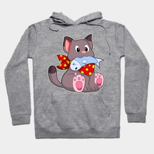 Cat with Ribbon & Fish Hoodie